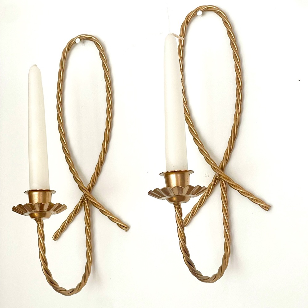 Vintage Brass Inspired Wall Taper Candle Holders